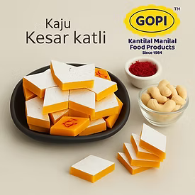 Kantilal Manilal's Gopi Sweets Kesar Kaju Katli | 500 gms
