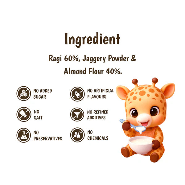 Junior's Nutrition Instant Ragi Almond Mix For Young Kids (6+ Months) | 500 gms