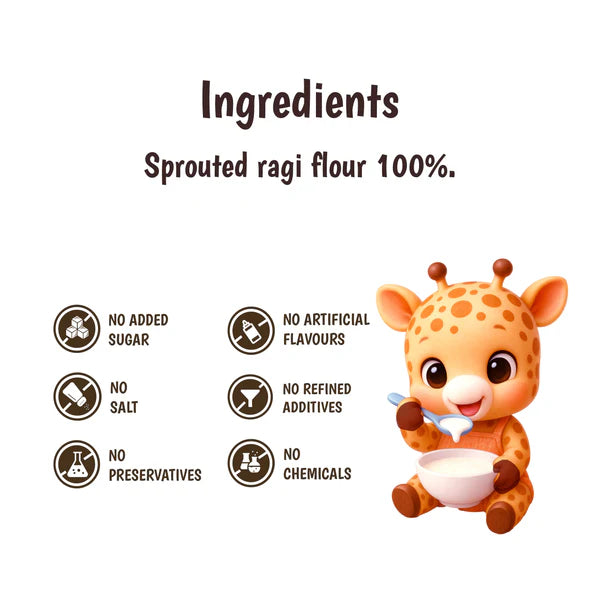 Junior's Nutrition Sprouted Ragi Flour For Young Kids (6+ Months) | 500 gms
