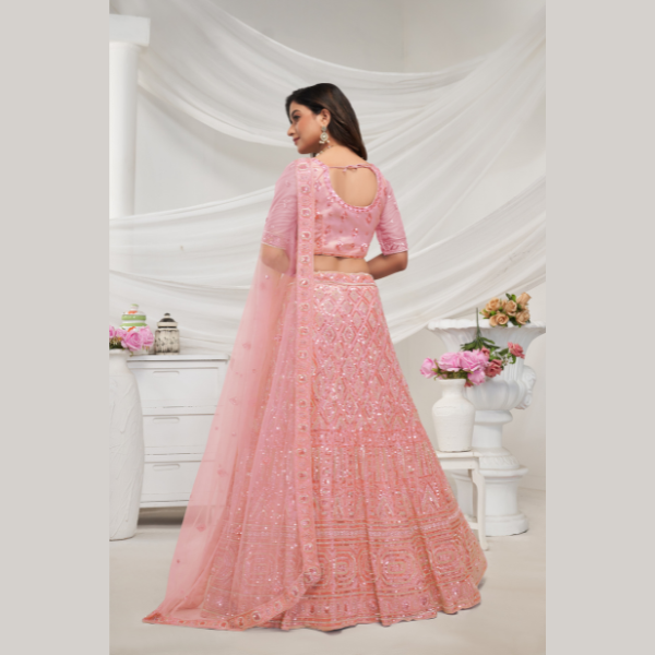 Peach Perfection Lehenga With Geometric Sequins And Cut Daana Embroidery Lehenga Choli | Oct 2024