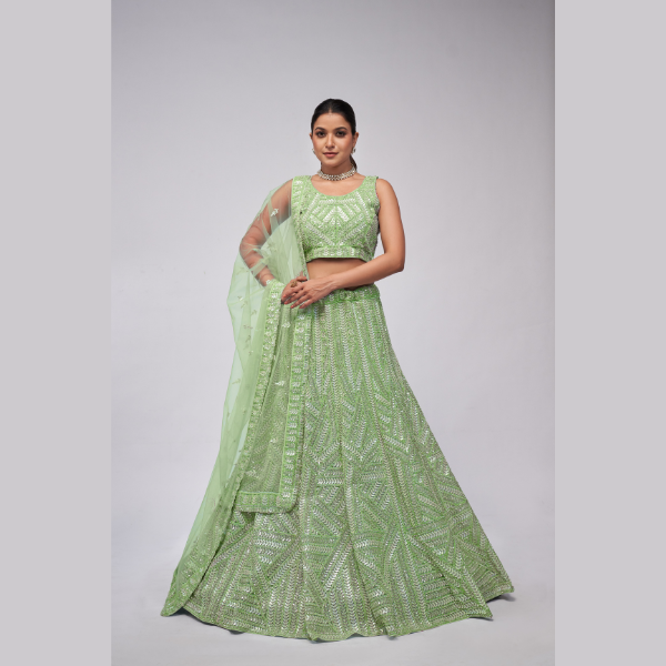 Designer Party Wear Muave Colour Leavs Motifs Sequins Lehenga Choli | Oct 2024