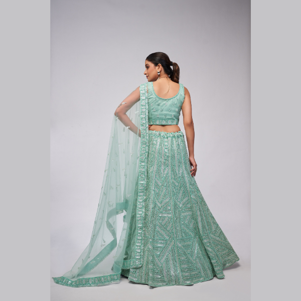 Festive Fusion Sky Blue Lehenga Sequins Work Heavy Bridal  Lehenga Choli | Oct 2024 - India shopping