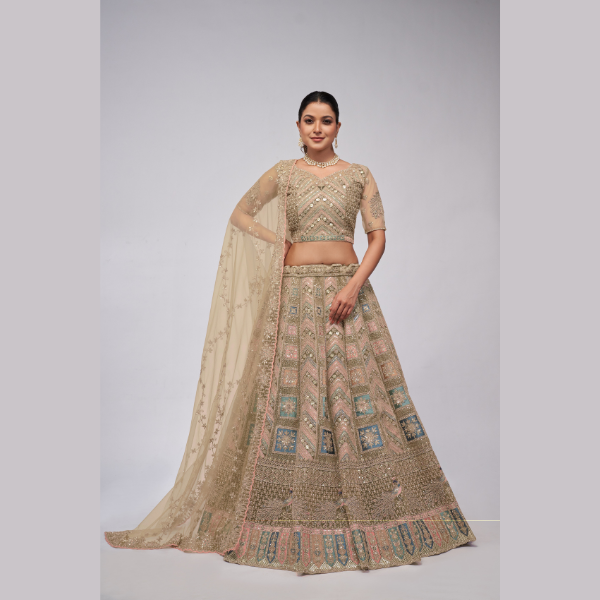 Peacock And Paisley Motifs Zari Work Bridal Lehenga Choli | Oct 2024