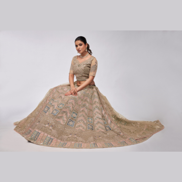 Peacock And Paisley Motifs Zari Work Bridal Lehenga Choli | Oct 2024