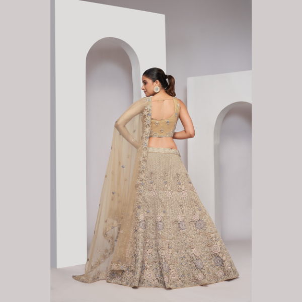 Luxurious Golden Embroidered  Zari Work Floral Designer Lehenga Choli | Oct 2024