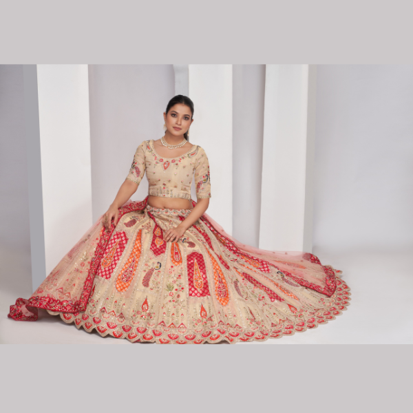 Pasely Motifs  Beautiful Peacock Embroidered  Bridal Lehenga Choli Set Lehenga Choli | Oct 2024