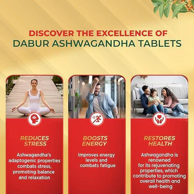 Dabur Ashwagandha Tablets Stress Immunity Booster | 60 Tablets