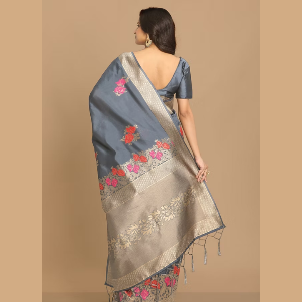 Manyavar  Ready to Wear  Graceful Grey Weaved Saree