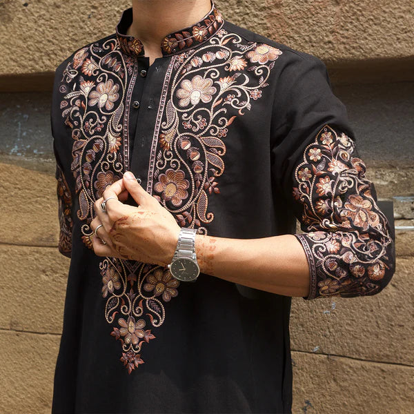 Meraki Ethnic Black Royale Zari Kurta Pajama | Ready To Wear