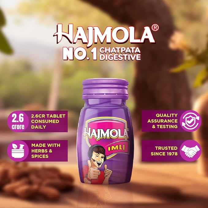 Dabur Hajmola Imli Tablets | Ayurvedic Digestive & Tasty Relief-  120 Tabs