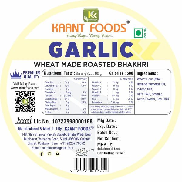Kaant Foods Garlic Bhakhri | 200 gms