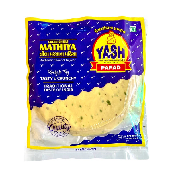 Yash Green Chilli Mathiya – Spicy Crispy Papad 500 gms