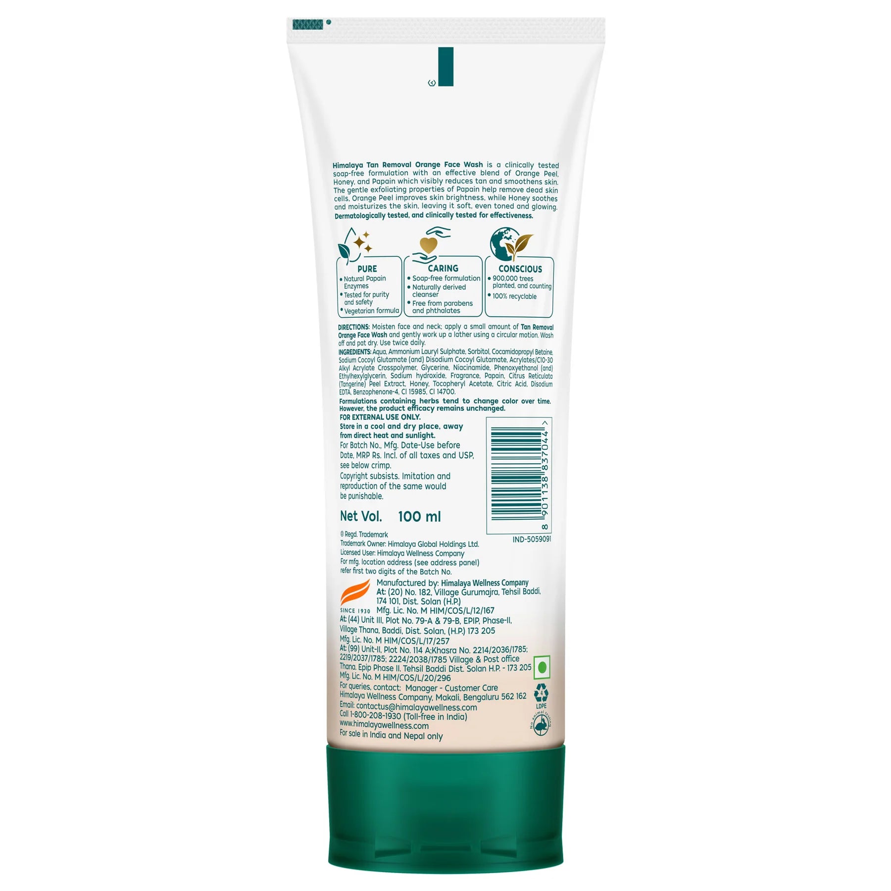 Himalaya Wellness Tan Removal Orange Face Wash | 100 ml