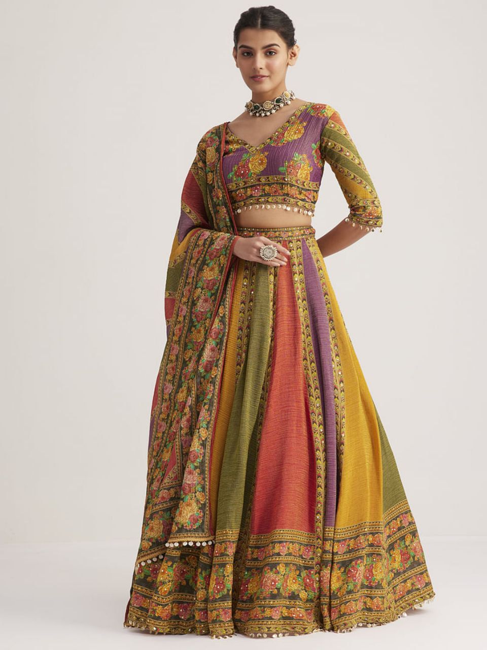 Multicolour Designer Lehenga Choli With Hand Work | Ready To Wear