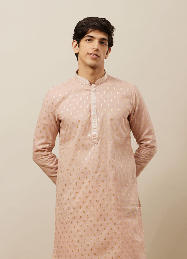 Manyawar Soft Pink Buta Patterned Kurta Set