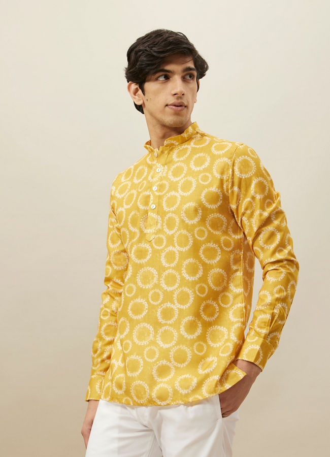 Manyawar Aspen Gold Spherical Printed Short Kurta