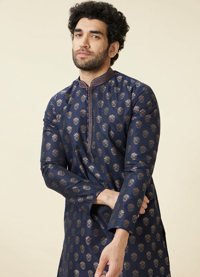 Manyawar Estate Blue Buta Patterned Kurta Set