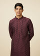 Manyawar Windsor Wine Kurta Set with Ogee Floral Prints