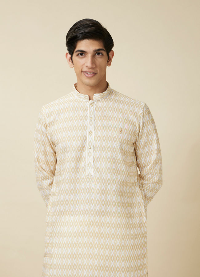 Manyawar Tea Green Harlequin Printed Casual Kurta