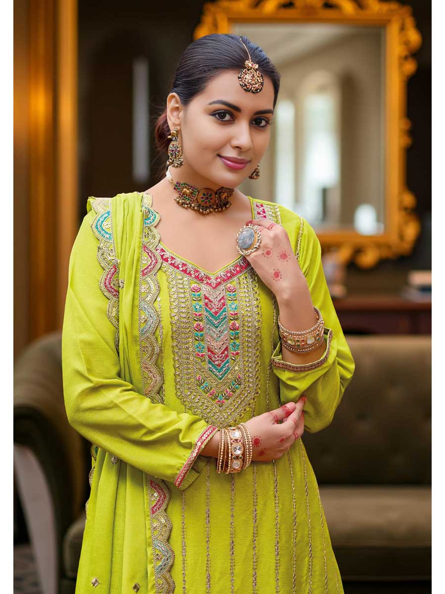 Mangalam Designer Traditional Lemon Color Salwar Suit | Ready To Wear