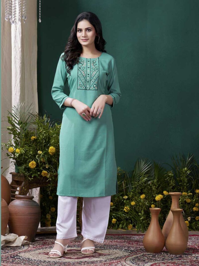 Mangalam Designer Sea Green Kurti Set | Ready To Wear