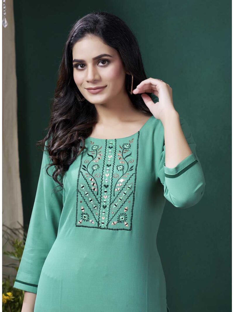 Mangalam Designer Sea Green Kurti Set | Ready To Wear