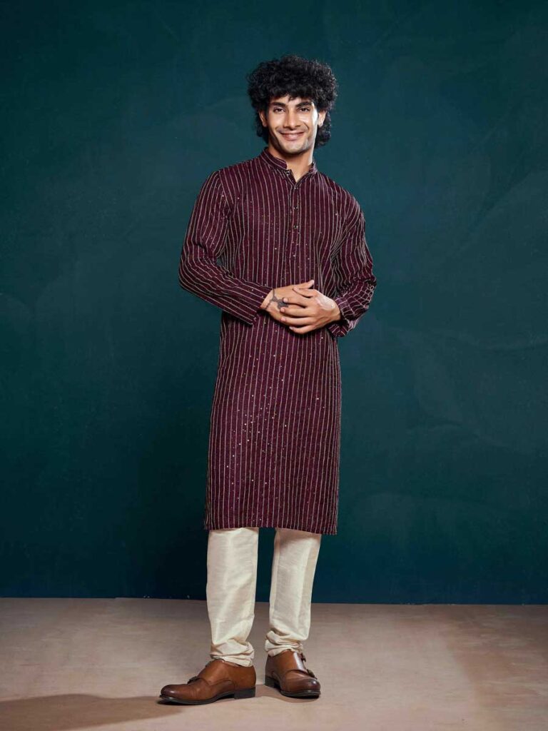 Mangalam Designer Maroon Kurta Pajama | Ready To Wear