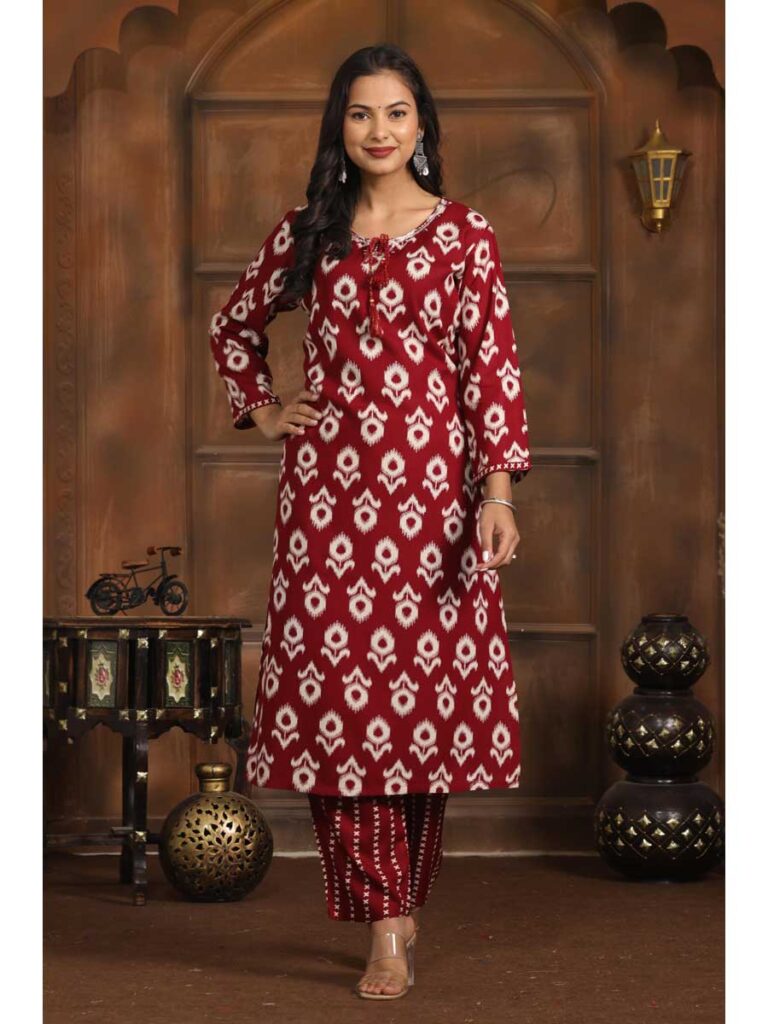 Mangalam Designer Maroon Kurti Set | Ready To Wear
