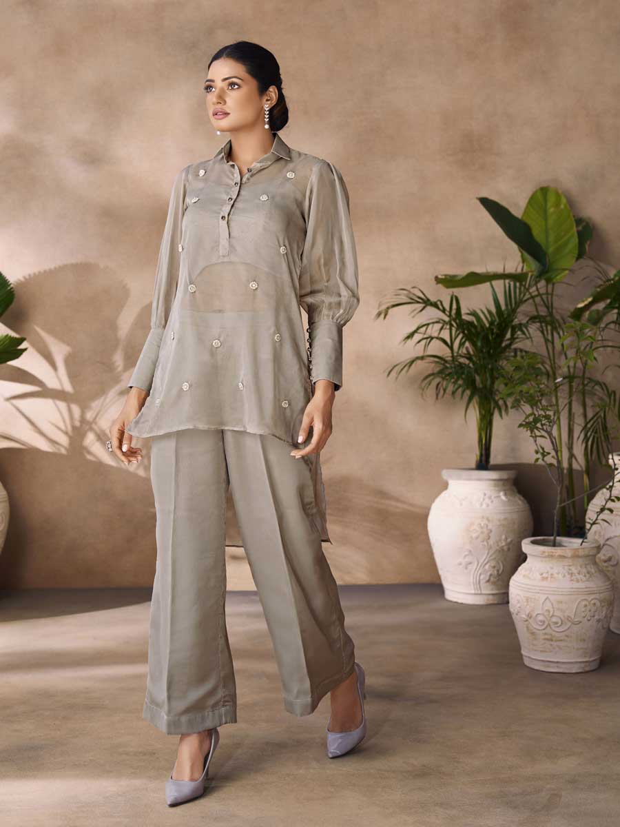 Mangalam Designer Grey Color Cord Set | Ready To Wear