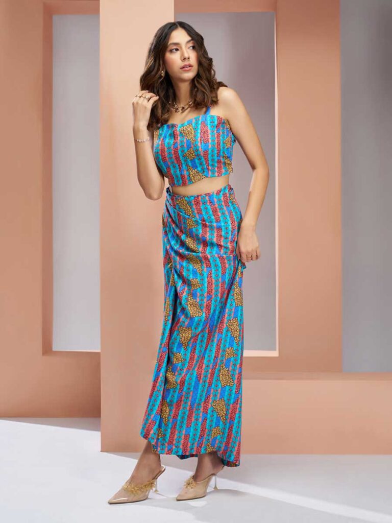 Mangalam Designer Aqua Blue Cord Set | Ready To Wear