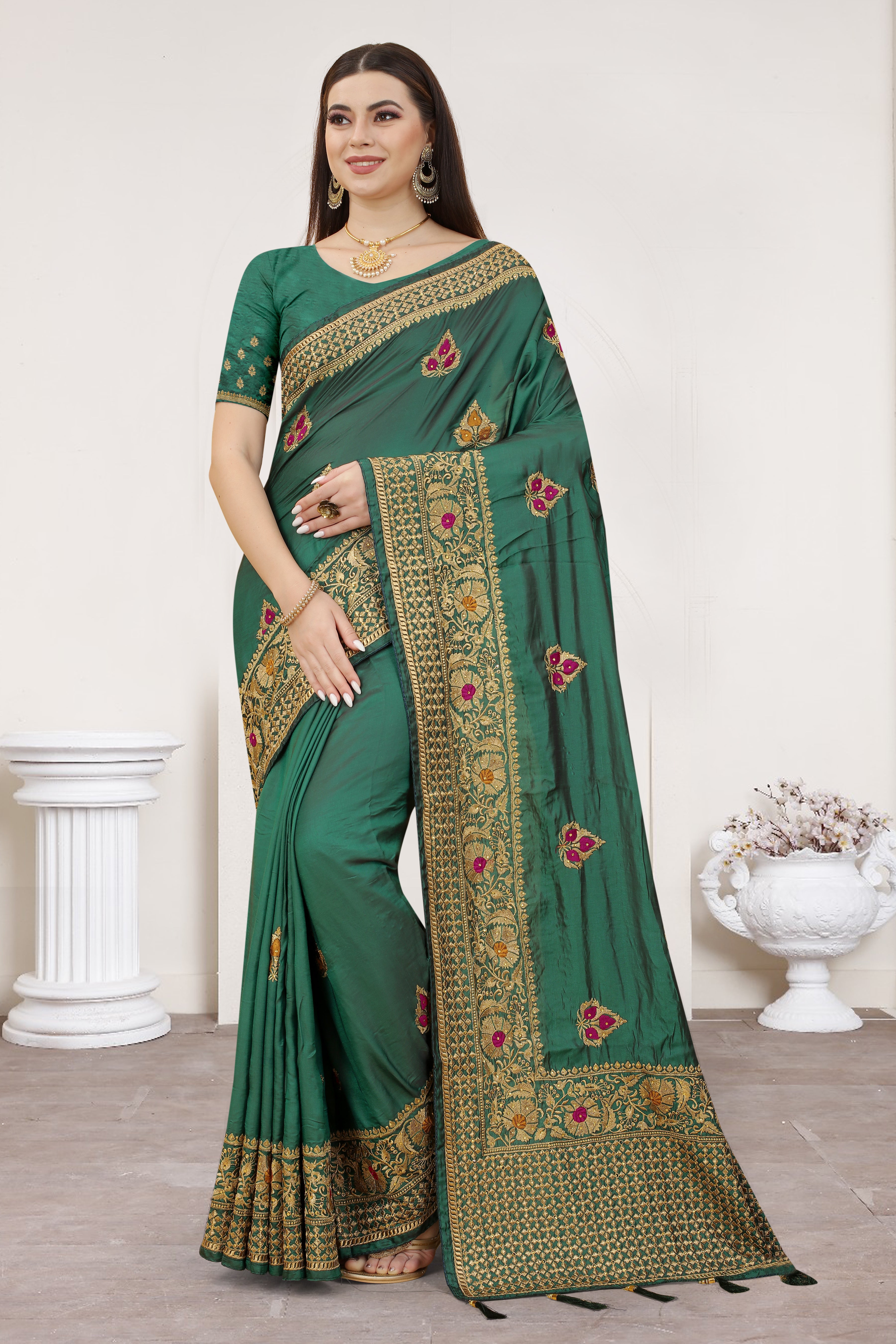 Ready To Wear Exclusive Party Wear Saree with Heavy Resham & Zari Embroidery