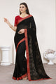 Ready-to-Wear Georgette Saree with Heavy Resham Embroidery & Swarovski Stone Work
