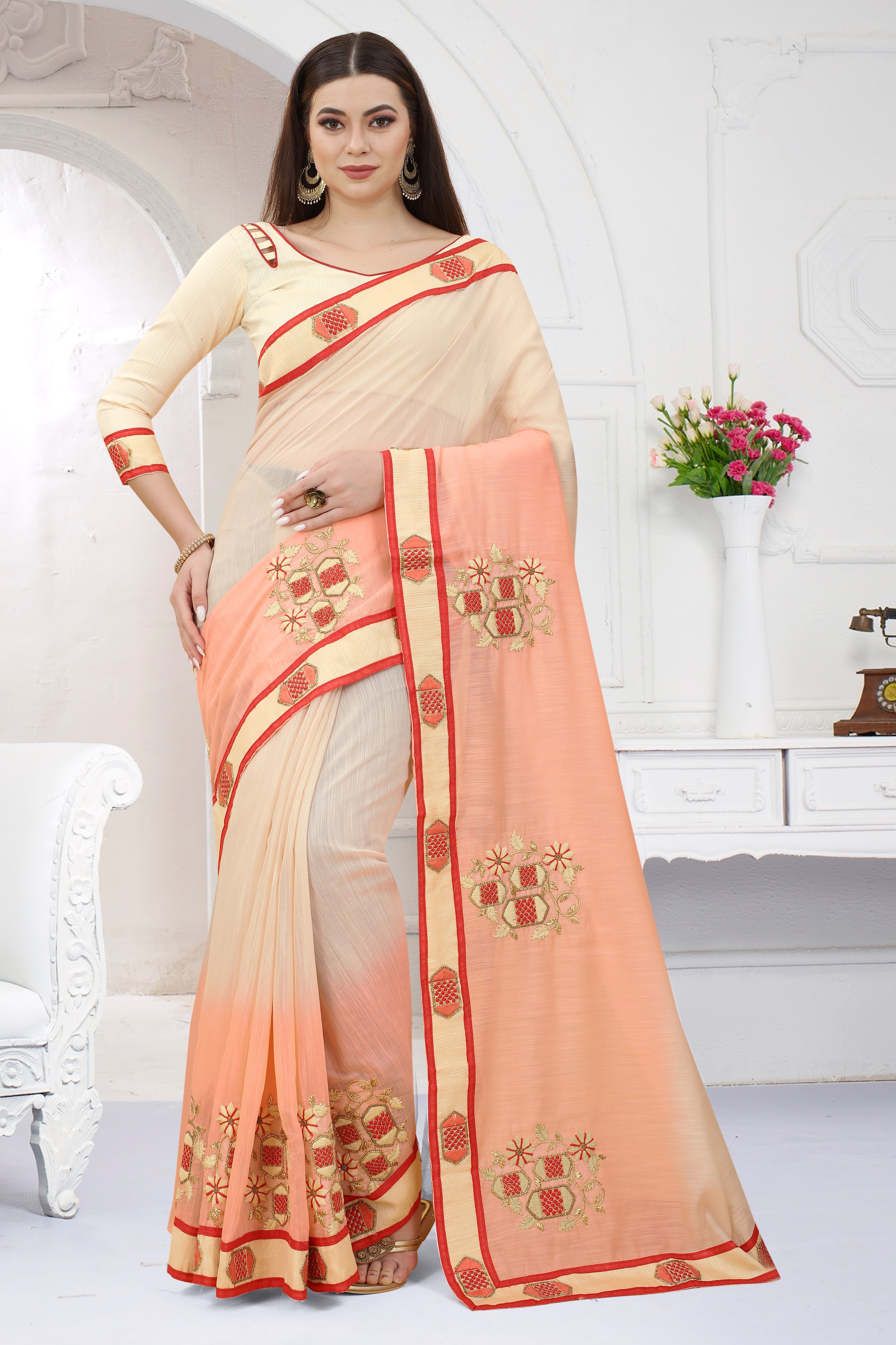 Traditional Art Silk Ready-to-Wear Saree with Heavy Jari & Resham Embroidery