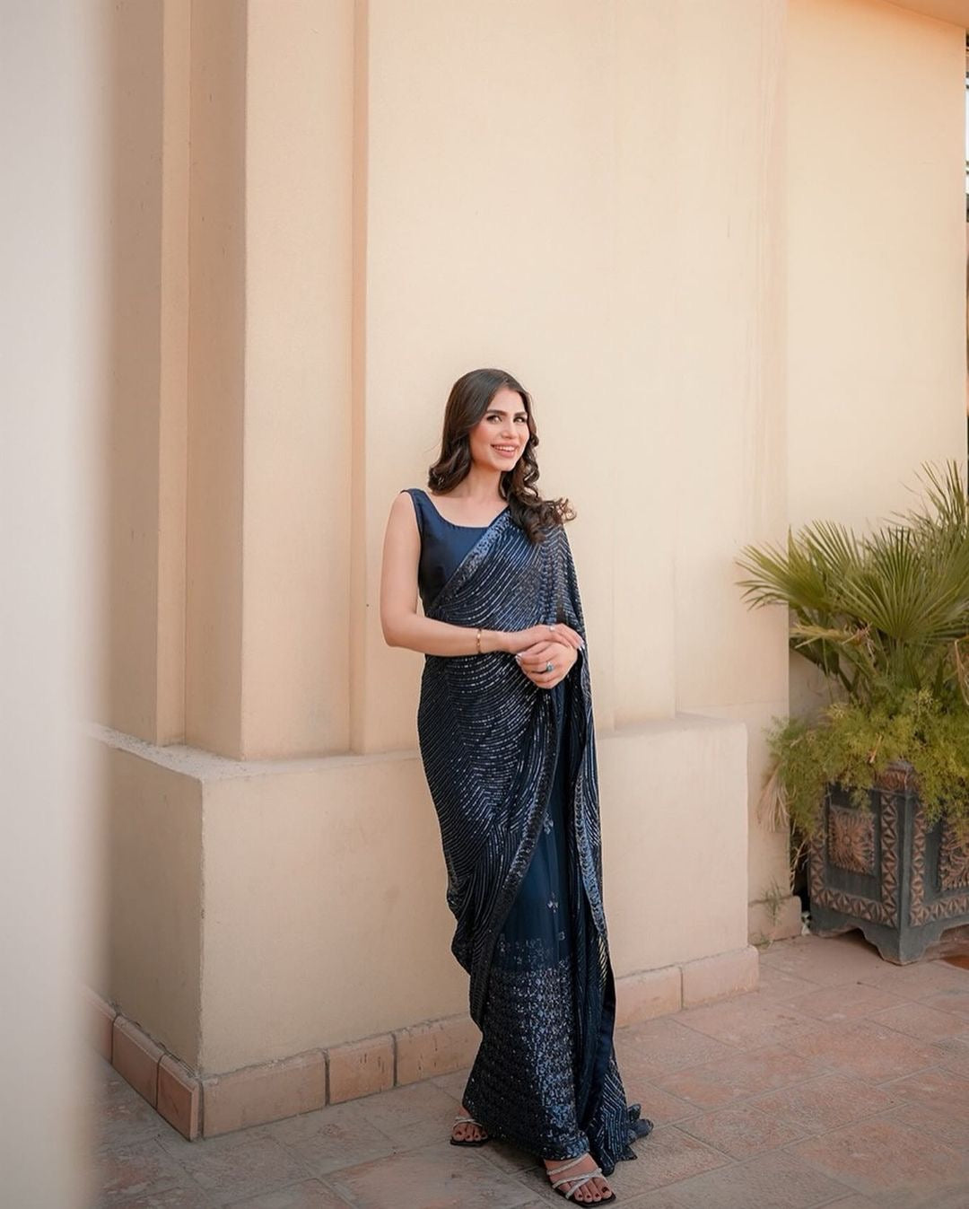 Classic Twilight Bloom Saree | Ready To Wear