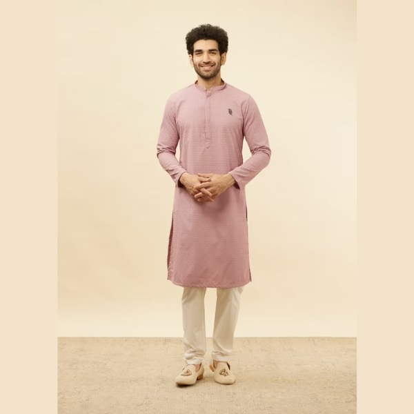 Manyawar Chikankari Jaal Patterned Kurta Set