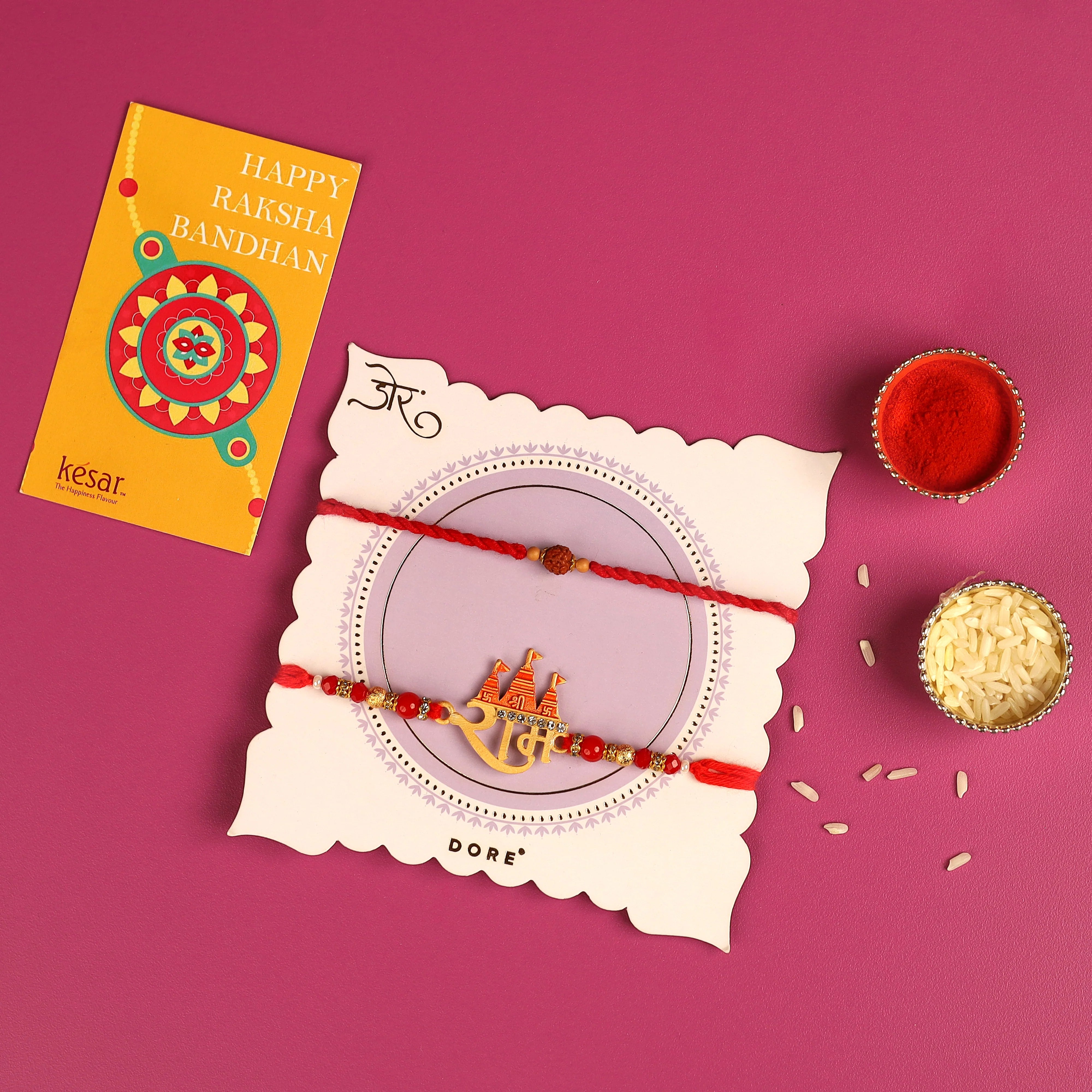 Kesar Sweets Artisanal Premium Assorted Laddoo 12 pcs in a Fancy Gift Box With 2 Rakhis