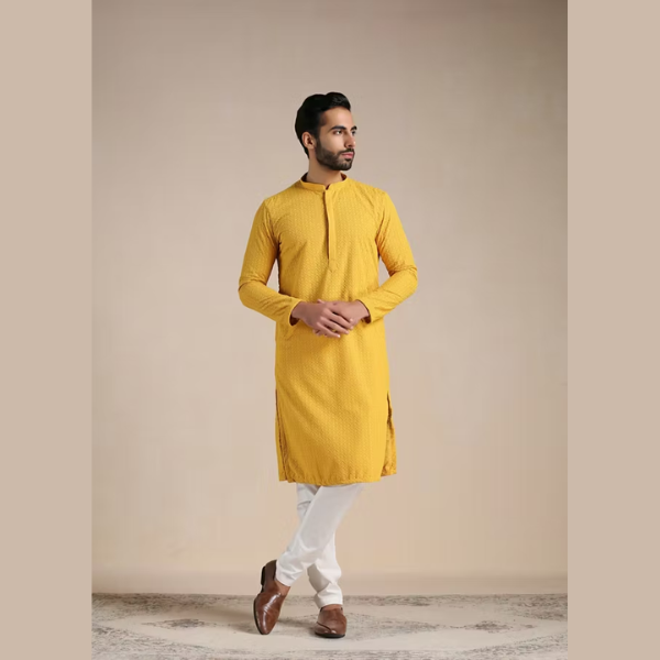 Manyawar Chikankari Jaal Patterned Kurta Set