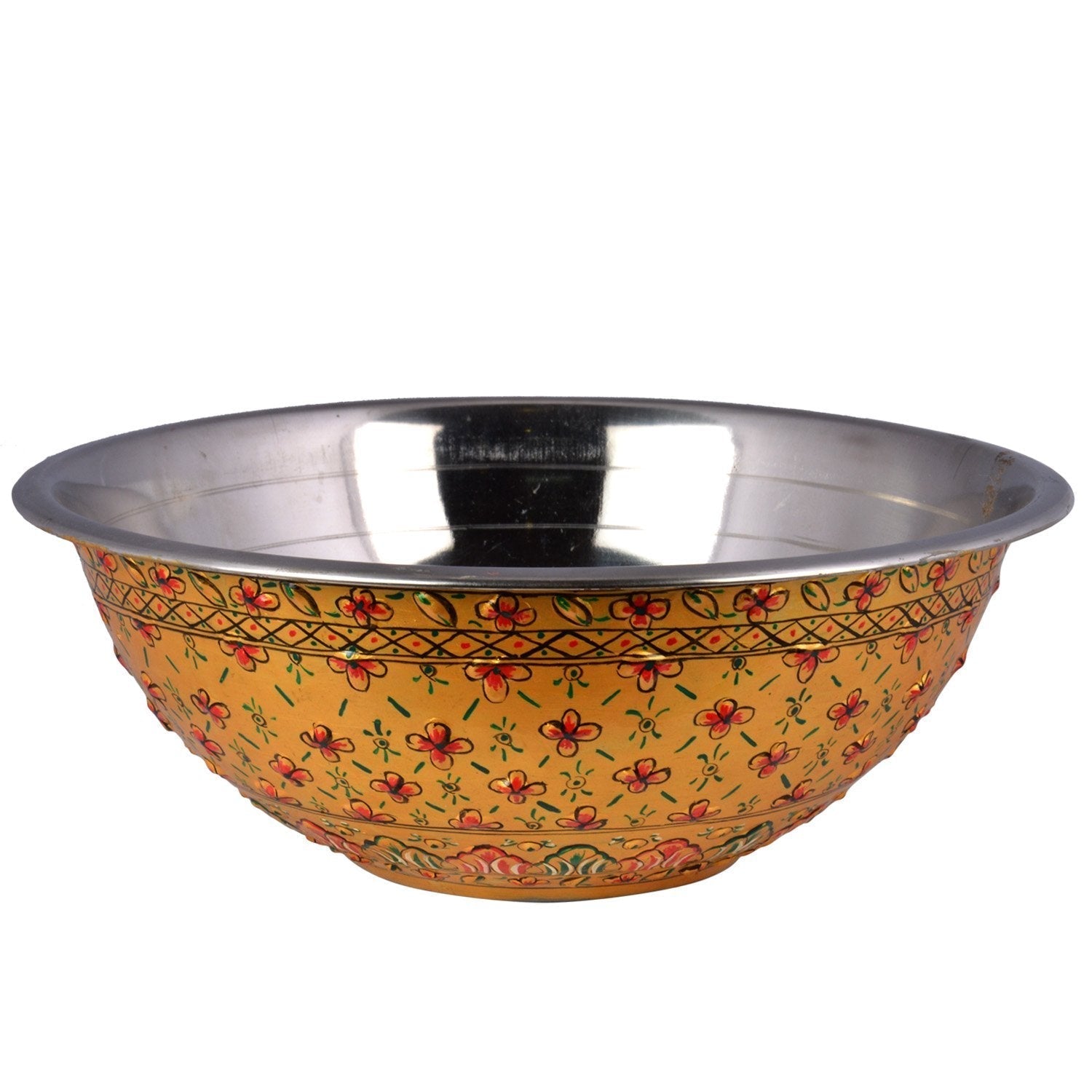 Kaushalam's hand painted serving Salad bowl: Golden