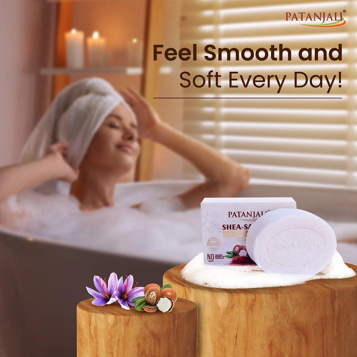 Patanjali Shea- Safron Cream Bathing Bar 125g*3 - 375 gms