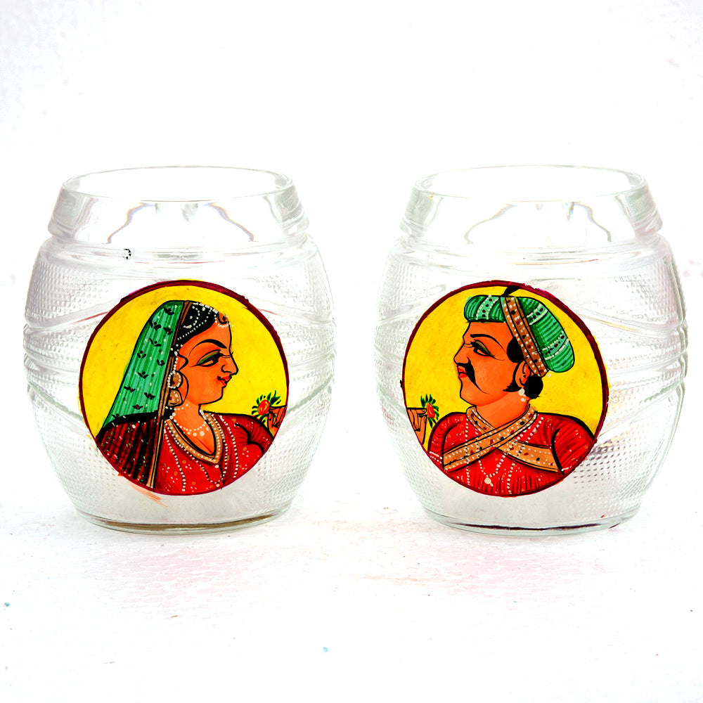 Hand Painted Beer Mugs set of 2: King & Queen Yellow