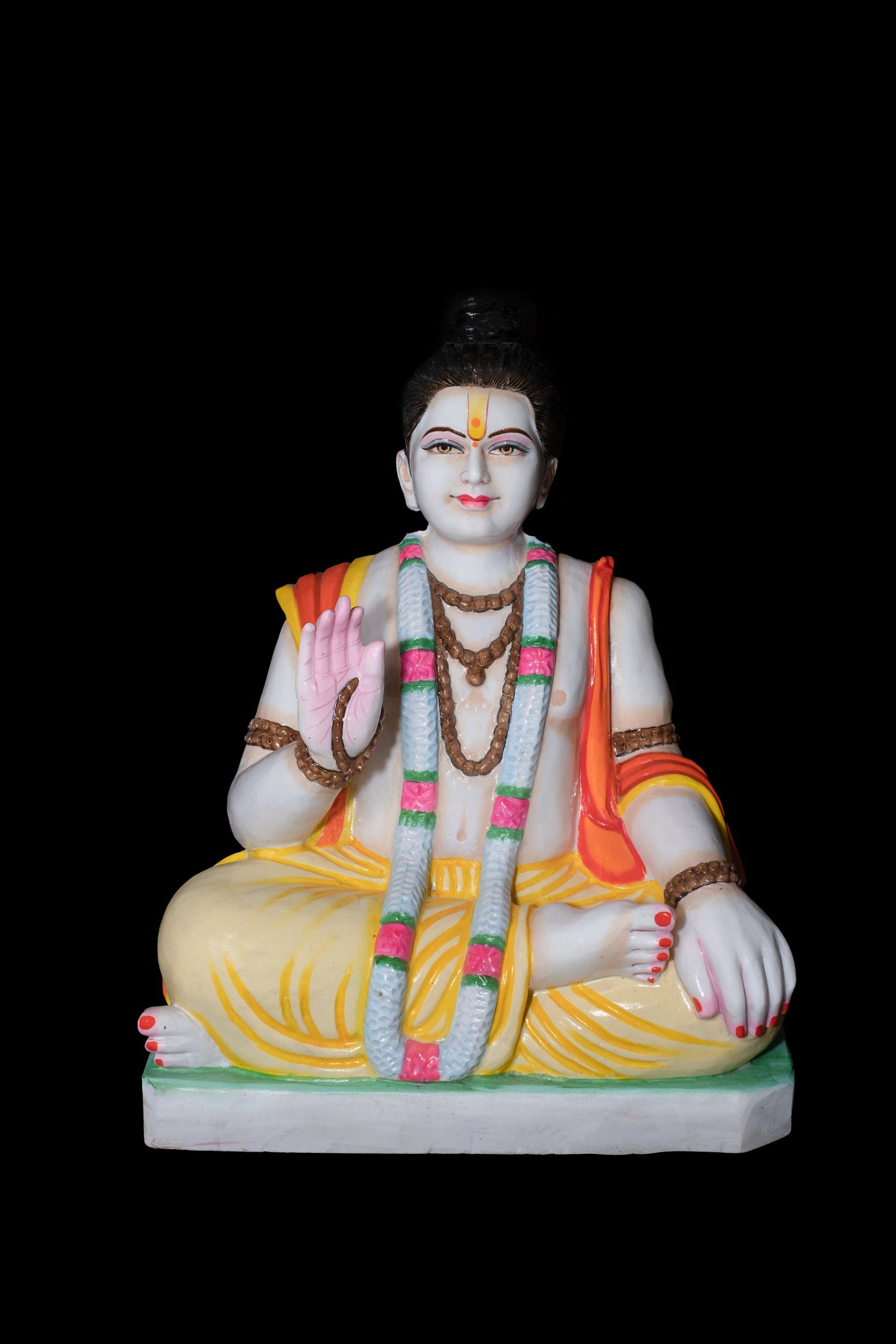 Alwar Marble Sitting Dattatreya Statue - 24 x 16 x 10 inches