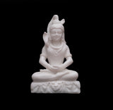 Pure White Marble Shiv Ji Statue in Setting Position - 20 x 12 x 7 inches