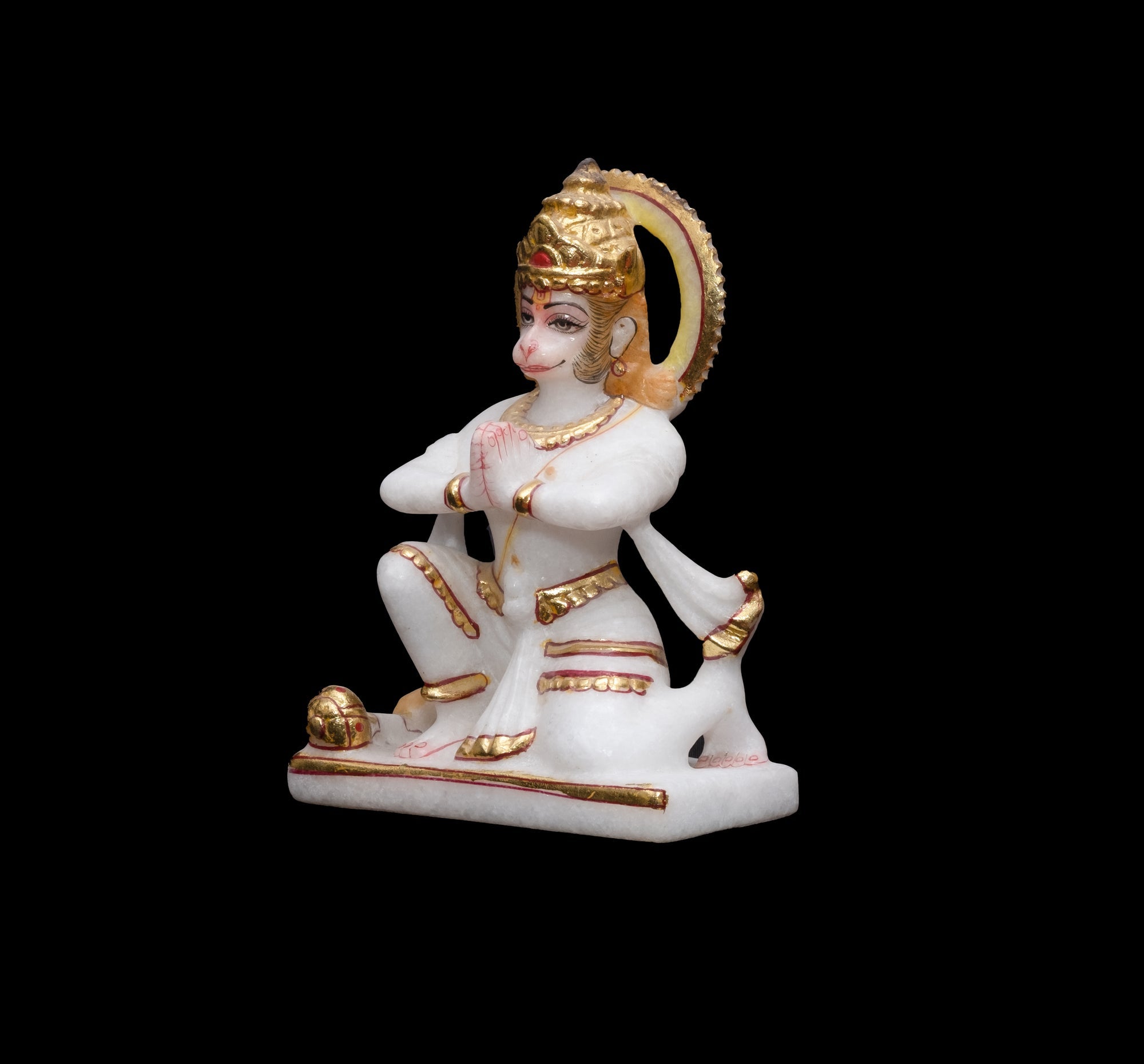 Marble Statue Of Lord Hanuman For Pooja Home Decorative - 7 x 5 x 3 inches