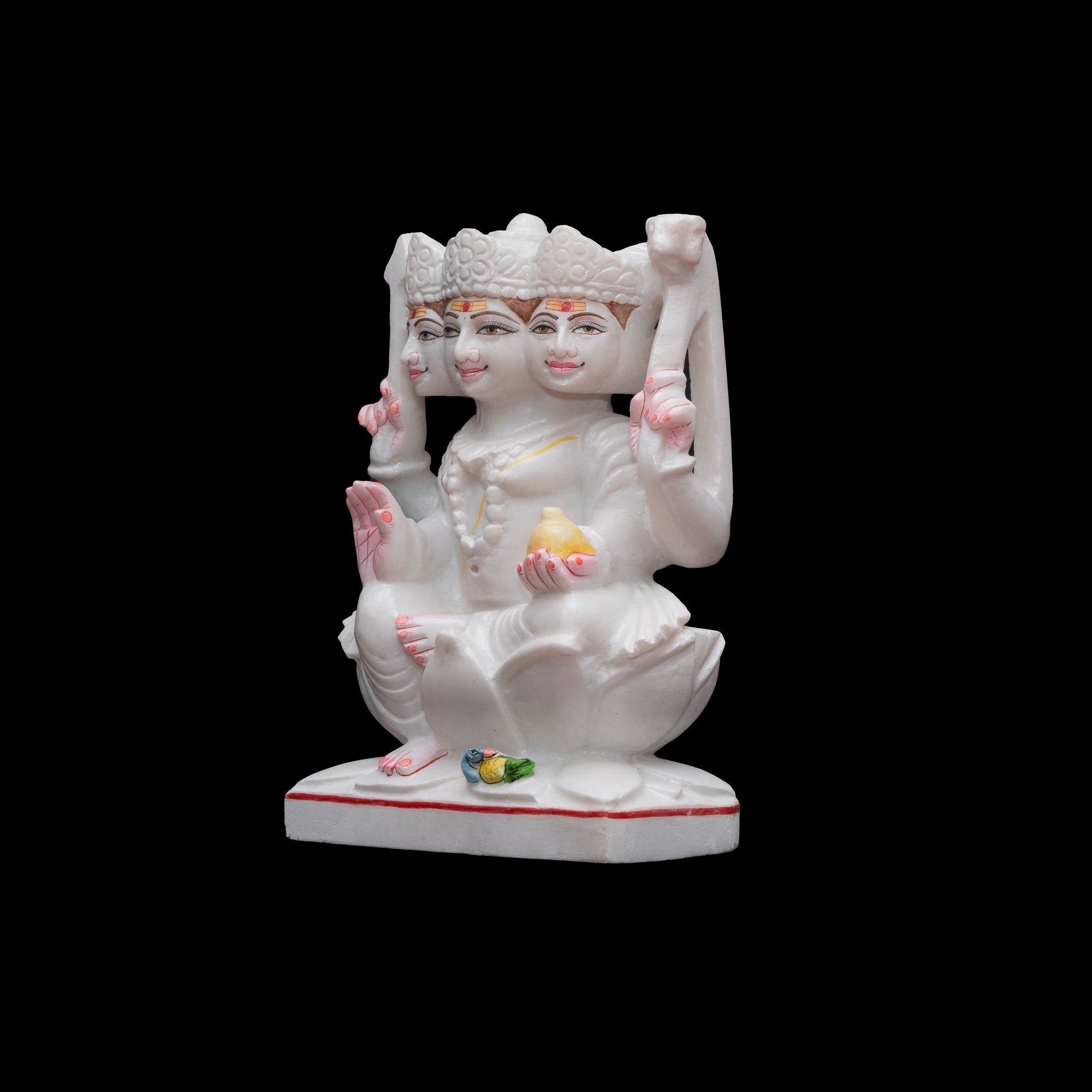 Six-Faced Marble Kartik Statue for Pooj In Temple Home Office - 12 x 8 x 4 inches