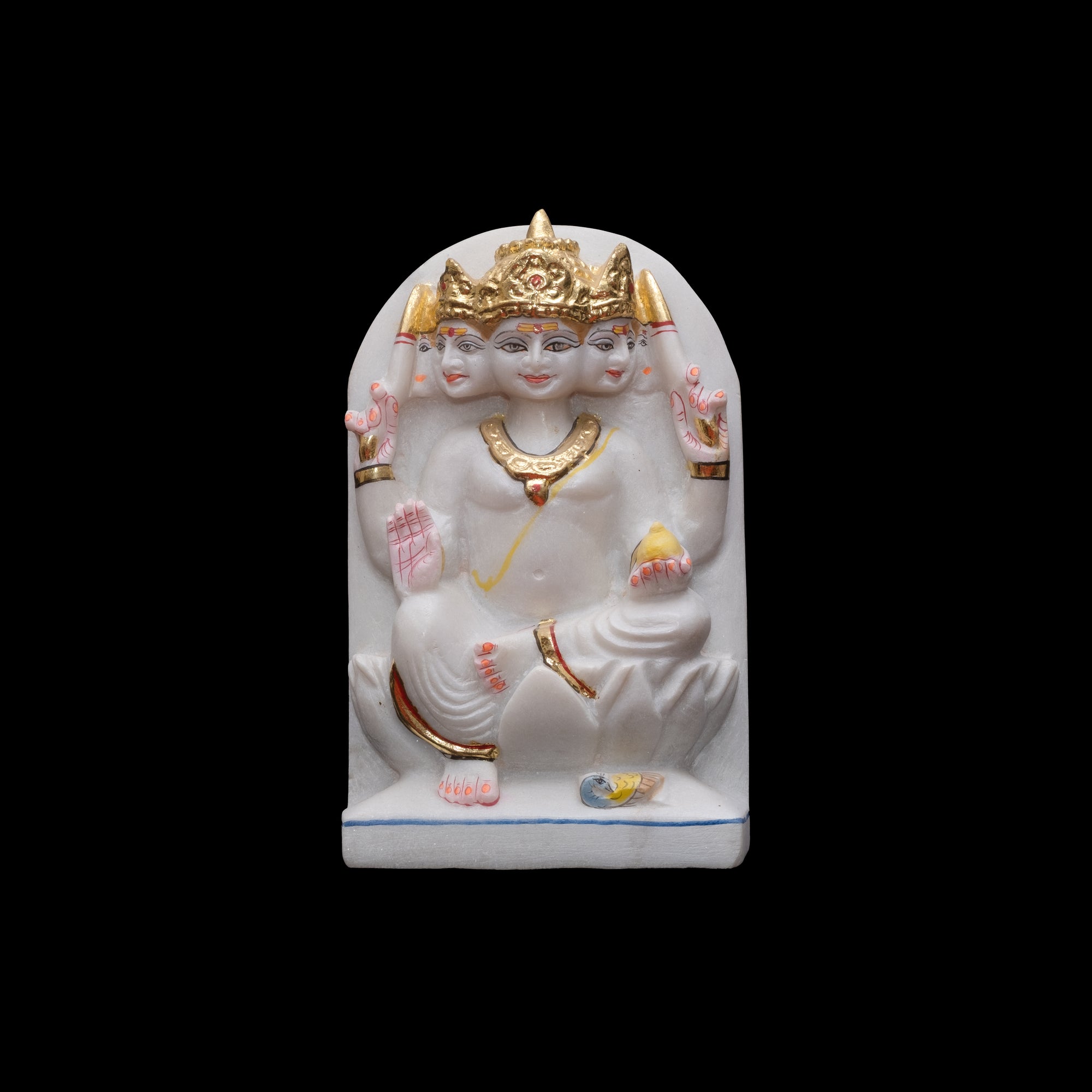 Marble Kartik Statue in Frame Sitting Position For Home, Mandir - 12 x 8 x 3 inches