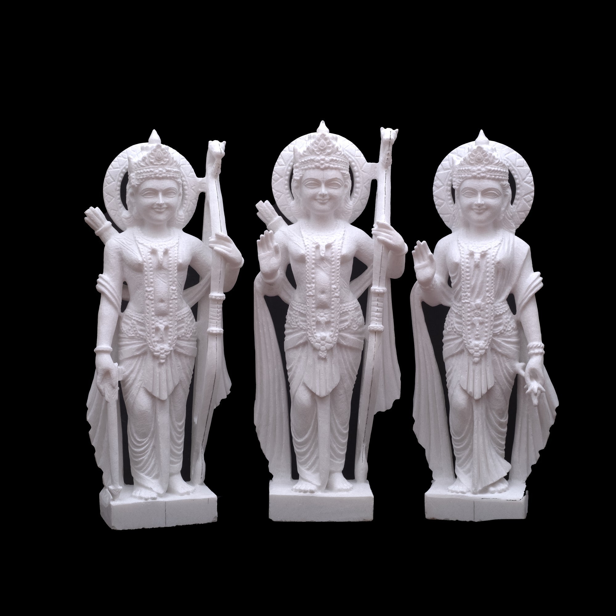 Marble Ram His Wife Sita and Lakshman For Temple And Home - 30 x 12 x 6 inches