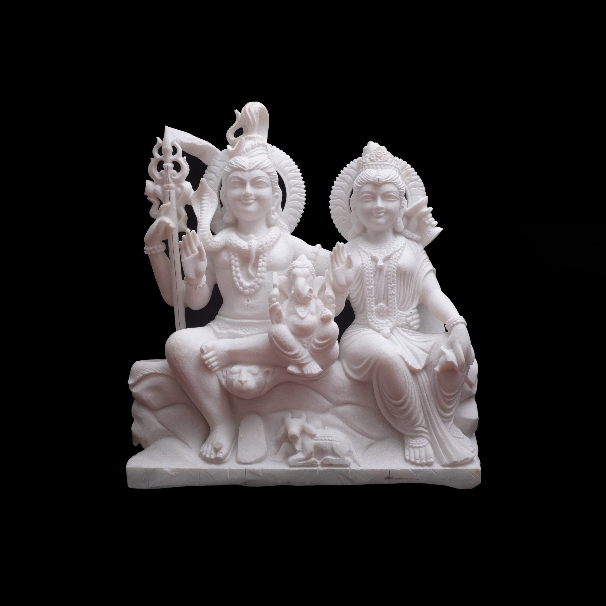 Shiv Parivar Marble Statue For Temple - 39 x 35 x 11