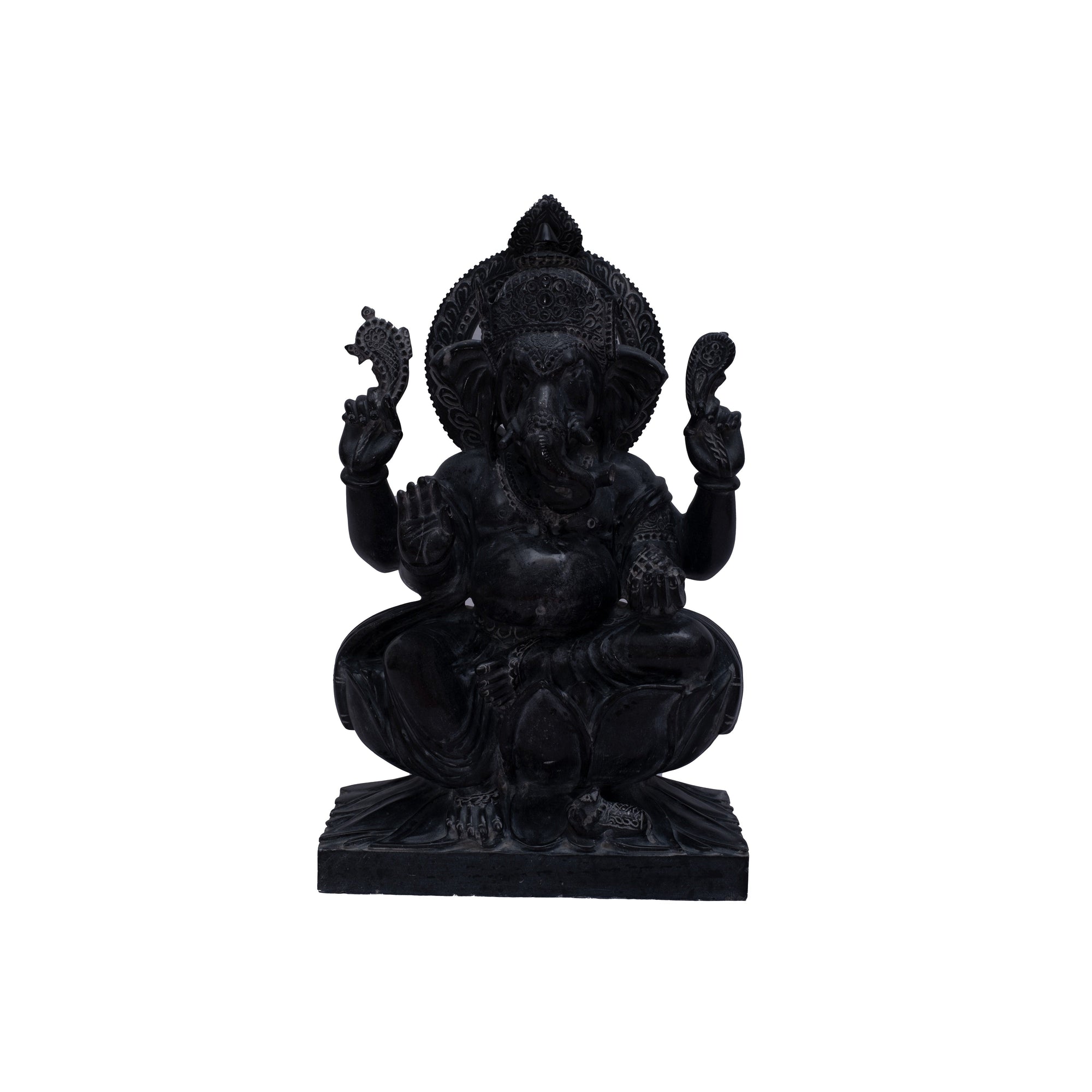 Ganesh Ji Marble Statue For Temple (Black) - 30 x 18 x 9