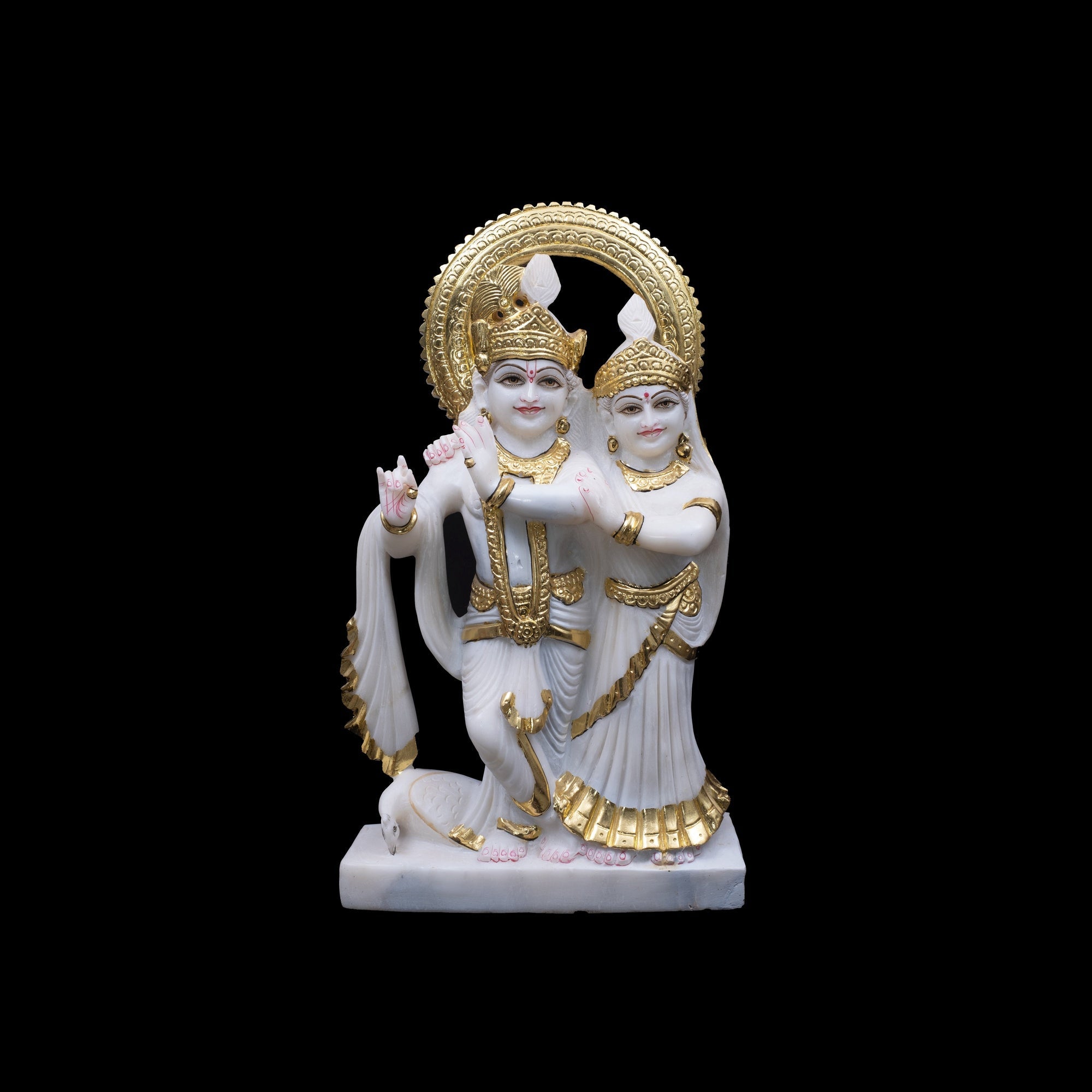 Radha Krishna Marble Statue For Temple - 30 x 16 x 5