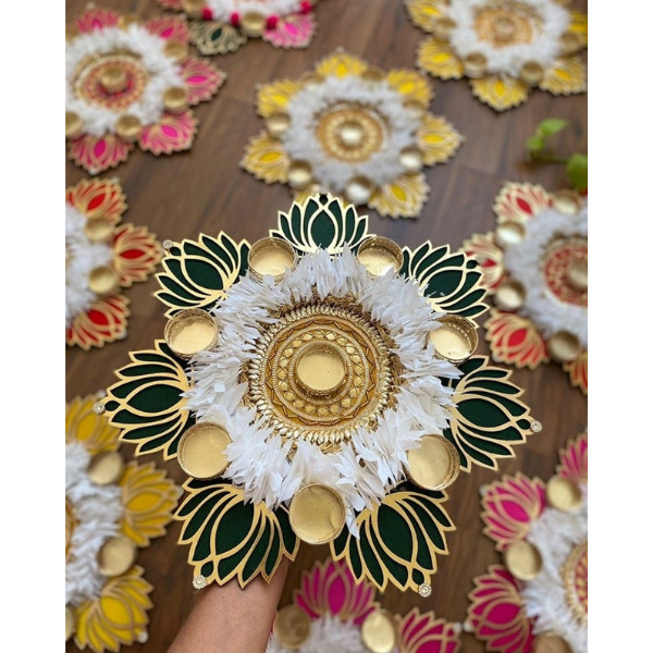 Beautiful Lotus rangoli  | Green Lotus